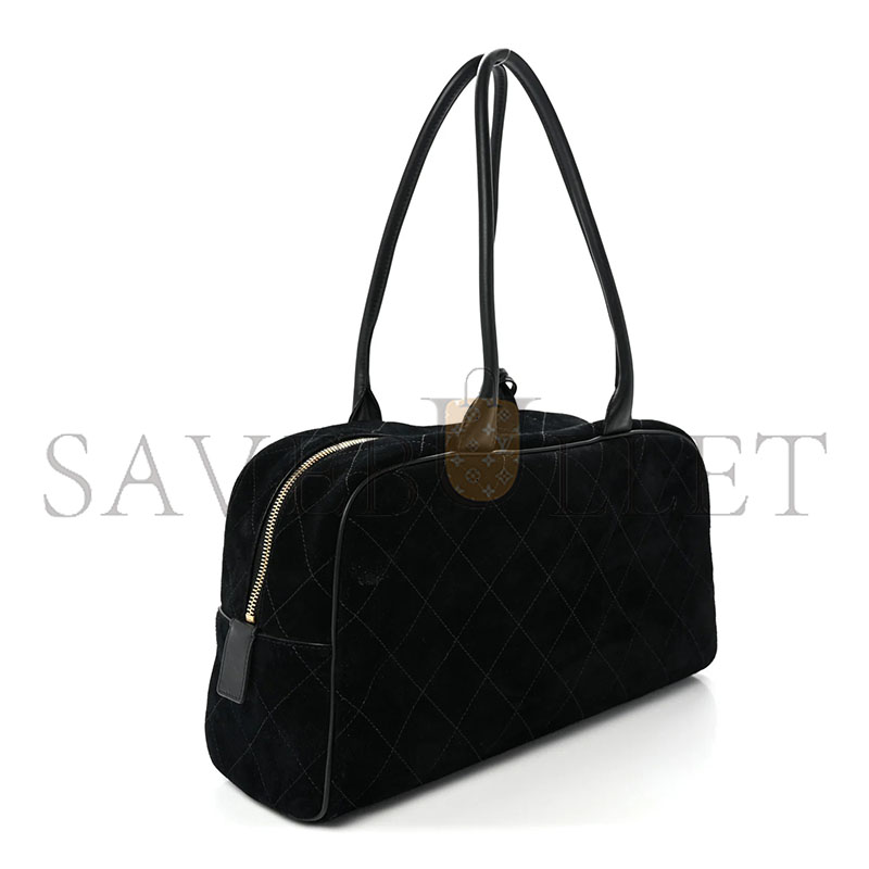 CHANEL MASTER SUEDE CALFSKIN LARGE PERFECT BOWLING BAG BLACK AS62110 (35.5*19*12.5cm)